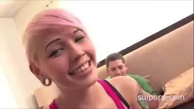 Amateur teen young pink hair babe fucking and cum facial